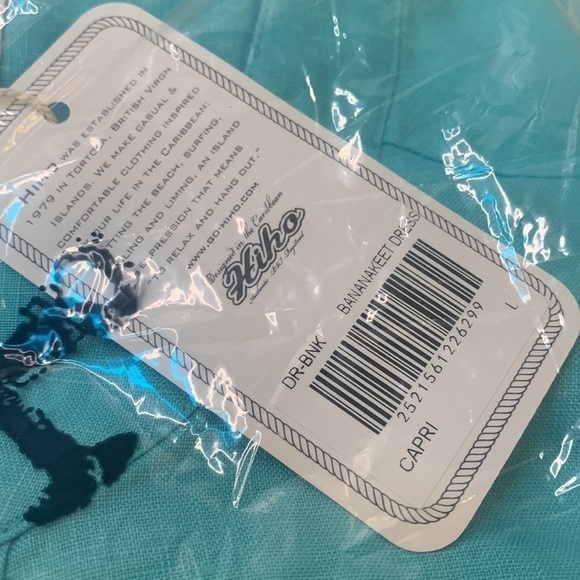 Hiho Bananakeet Linen Dress Capri Turquoise Blue Large NWT - Picture 6 of 9